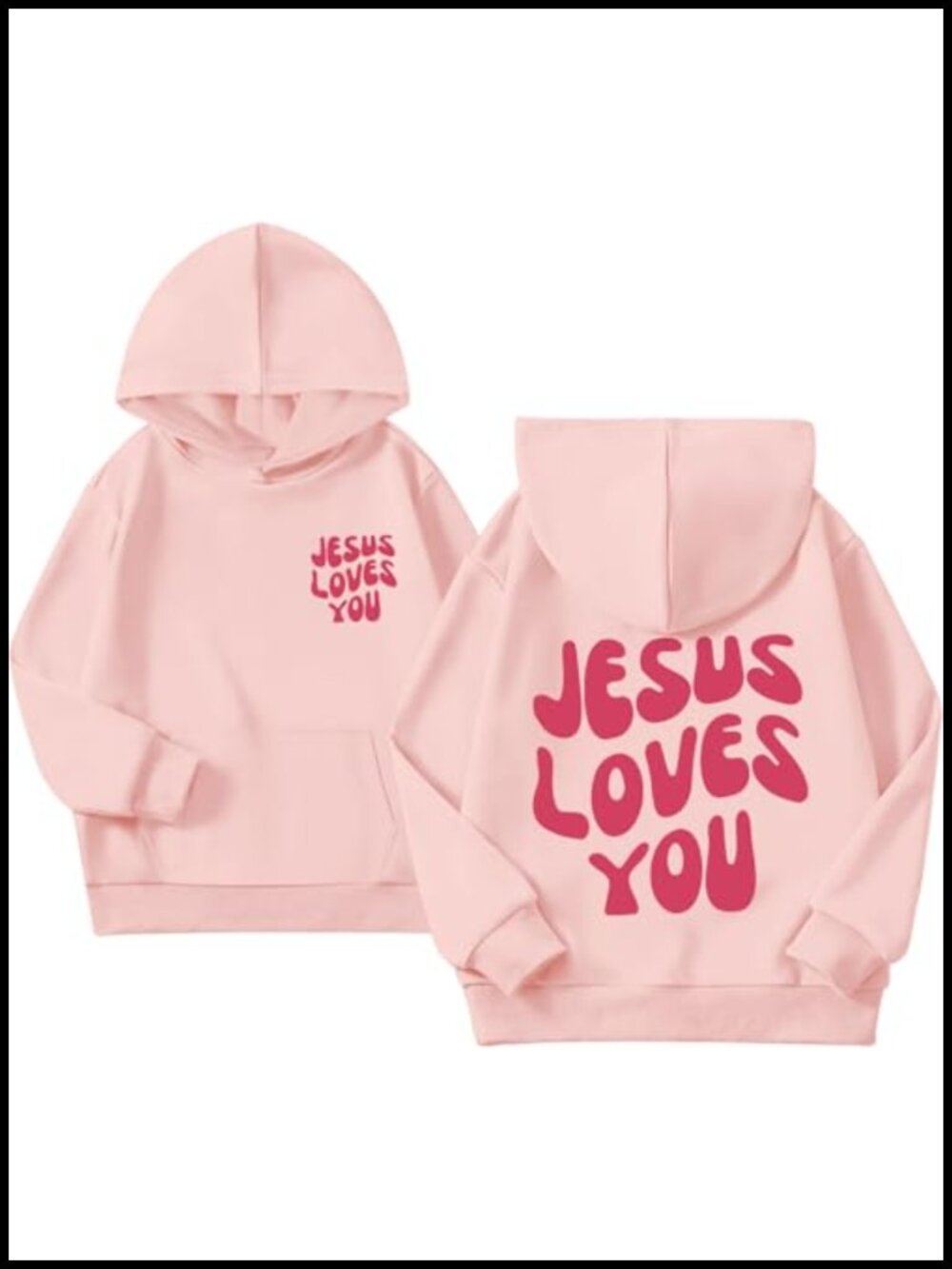 Girls Christian Jesus Loves You Hoodie Bible Verse Faith Sweatshirt